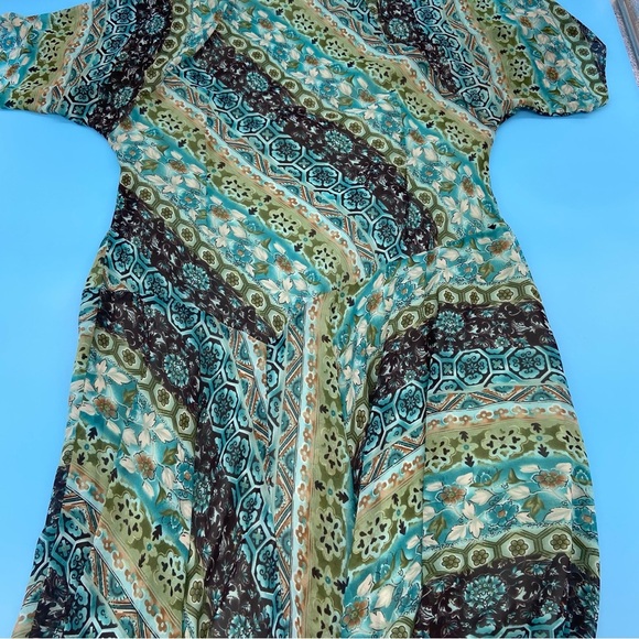 Lane Bryant Floral V-Neck Faux Wrap Midi Dress Blue 16 - Picture 5 of 11